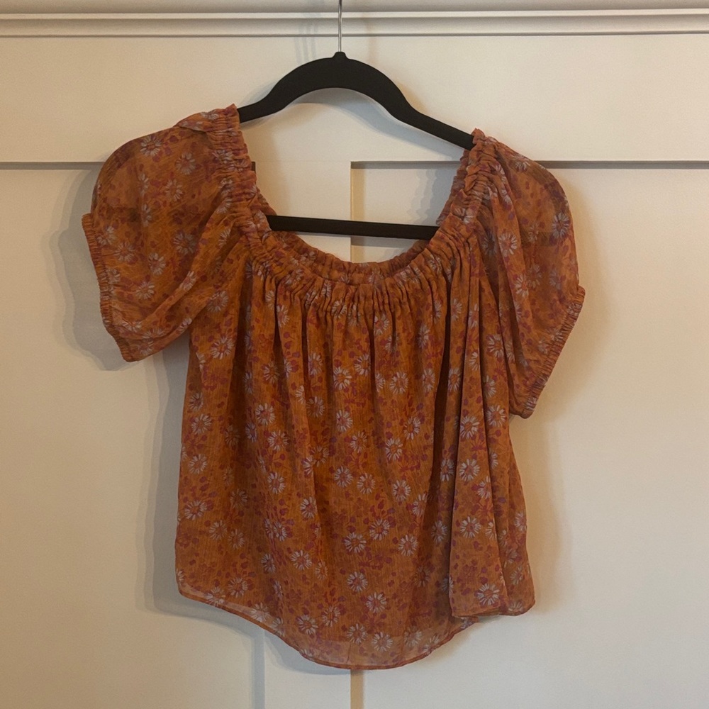 Wayf Orange Floral Blouse